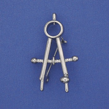 Brooch Compass silver-tone metal 41x24mm+