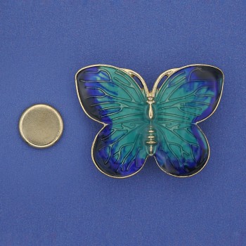 Magnetic Brooch Butterfly blue and light blue enamel on golden metal 39x30mm+