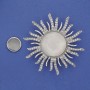 Magnetic Brooch Mother-of-Pearl Sun with White Crystals Silver-Tone Metal 47mm+