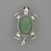 Turtle Jade Brooch-Pendant 52×35mm ± Movable Elements Silvery Metal