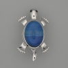 Turtle Agate Brooch-Pendant 52x35 mm ± movable parts, silver-tone metal