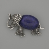Brooch-Pendant Elephant with Lapis Lazuli 45×27 mm ± black srazi, silvery metal