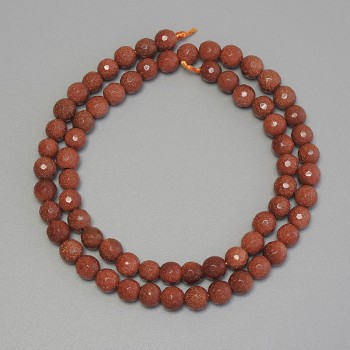 Aventurine Beads Golden Sand, Faceted Bead, Diameter 6mm± on Thread, Length 38cm+