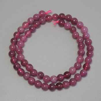 Tourmaline beads smooth round spheres, diameter 6.5 mm +/- on a thread, length 38 cm+