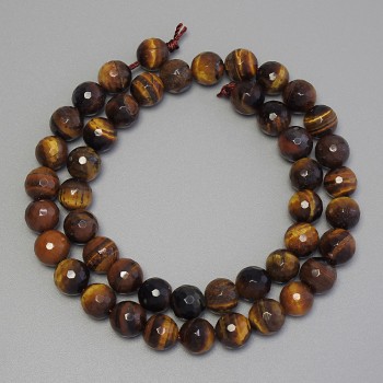 Tiger's Eye Beads Faceted 8 mm on Thread