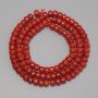 Red coral rondelle beads, diameter 5×3.5 mm, on a thread, length 40 cm+