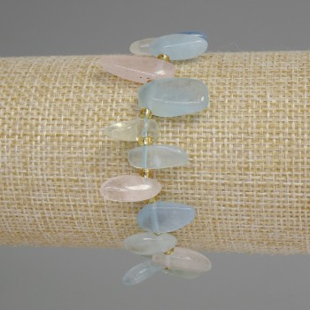 Morganite Faceted Bead Bracelet 11-15×6-8 mm, 18 cm stretch