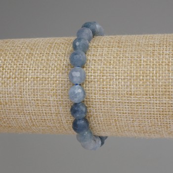 Aquamarine Bracelet with Faceted 8mm Beads, Stretch