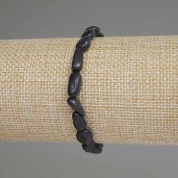 Браслет Шунгіт галтівка, діаметр 8-12х7мм+-, довжина 18см+- стрейч