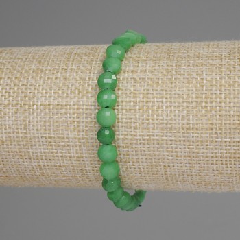 Chrysoprase bracelet with faceted coin beads, 6mm diameter, 18cm length, stretch