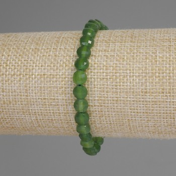 Chrysoprase bracelet with faceted coin beads, 6 mm diameter, 18 cm length, stretch