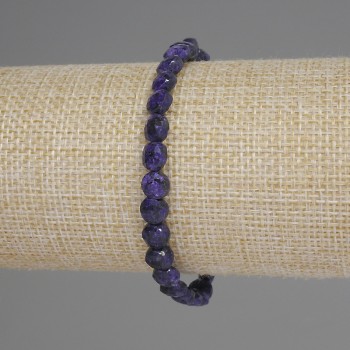 Sugilite Bracelet with Faceted Coin Beads, 6mm, 18cm, Stretch