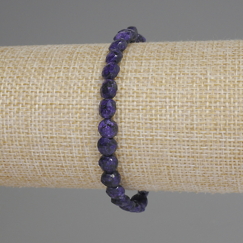 Sugilite Bracelet with Faceted Coin Beads, 6mm, 18cm, Stretch
