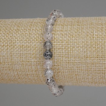 Herkimer Diamond Quartz Bracelet with Smooth 6 mm Beads, 18 cm Length, Stretch