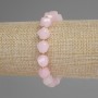 Pink quartz bracelet with faceted diamond-shaped beads, 10 x 9 mm stones, 3 mm seed beads, 18 cm length, stretch