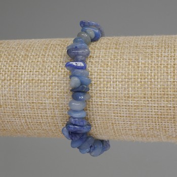 Blue Aventurine Chip Bracelet, 5-8×3-5 mm, 18 cm, stretch