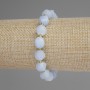 Faceted Aquamarine Bracelet with Diamond-Shaped Beads, 10×9 mm, 3 mm Seed Beads, 18 cm Stretch