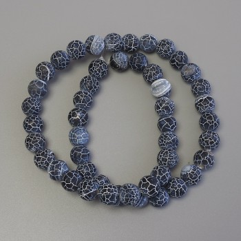 Frosted Agate Beads on Thread, Smooth Round Beads, 8 mm Diameter, 36 cm Length