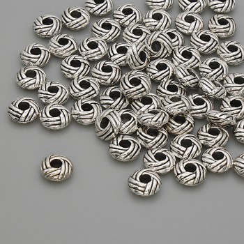 Bead insert findings in silver color, diameter 6×2.5 mm with a hole approx. 2 mm, packaging 20 g (~57 pcs)