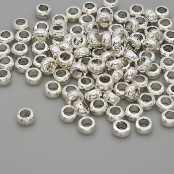 Silver-tone bead-insert finding, size 5×2.5 mm, hole diameter approx 2.8 mm, packaging 20 g (~101 pcs)