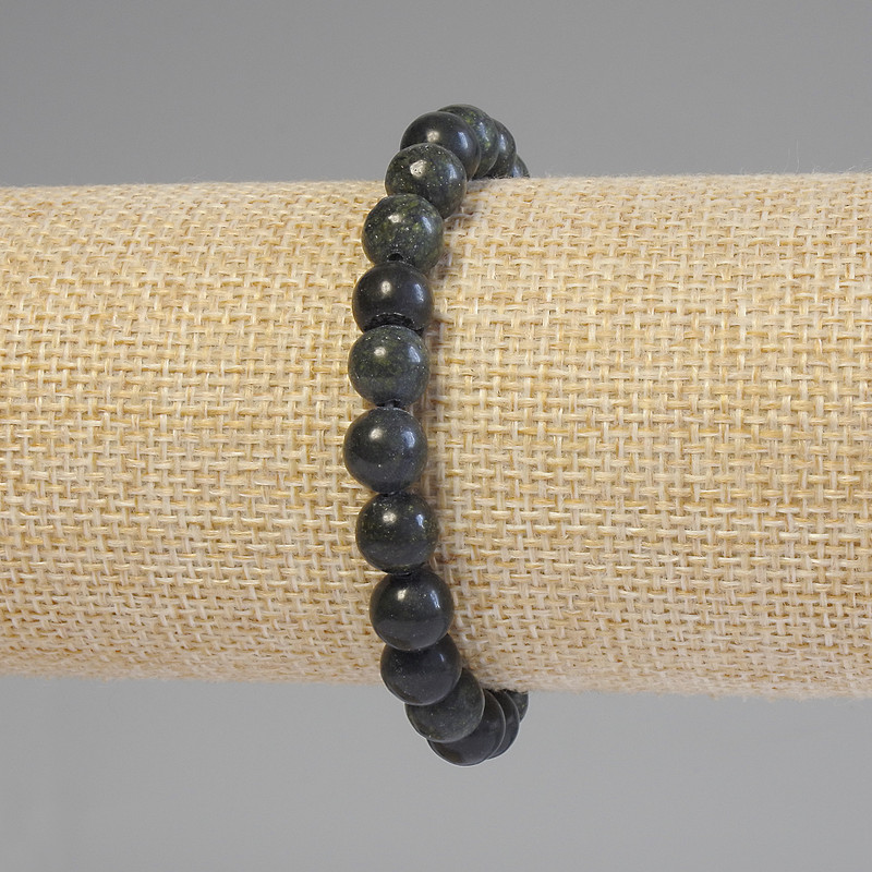 Serpentine Bracelet with Smooth Beads, 8 mm Diameter, 18 cm Stretch