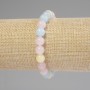 Morganite Bracelet, Smooth Beads, 8 mm Diameter, Length 18 cm ± Stretch