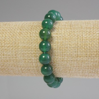 Chrysoprase Bracelet with Smooth Beads, 10mm Diameter, 18 cm Length, Stretch