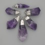 Faceted Amethyst Pendant, assorted sizes 33-38×12-18 mm, silver-tone metal