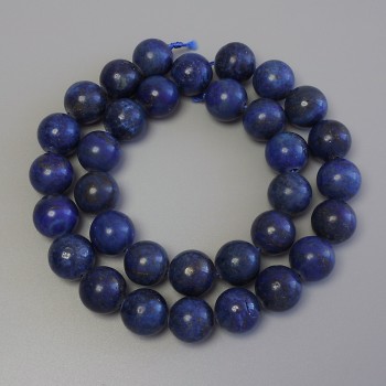 Lapis Lazuli Beads, Smooth Round Balls, 12mm Diameter on Thread, 38cm Length