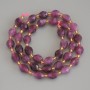 Tourmaline Rubellite Beads, Faceted Grain, Diameter 8x6.5 mm, 5 mm +/- seed beads 3 mm +/- on thread, length 38 cm+