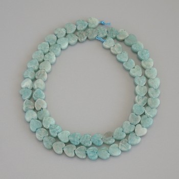 Amazonite Heart Beads, 6x6x2 mm on Thread