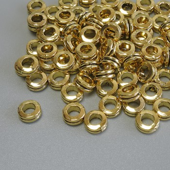 Gold-colored bead-insert findings, dimensions 6×2.5 mm, hole diameter approximately 3.2 mm, packaging 20 g (~77 pcs)