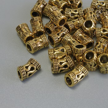 Gold-tone Bead Insert Findings, diameter 9×5 mm ± hole, diameter 3.5 mm ± packaging 20 g (approx. 29 pcs)