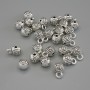 Silver-tone bail hardware, silver-colored metal, sizes 6x9 mm ±, hole diameters 1.7 mm ± and 2 mm ±, packaging 20 g, 25 pcs