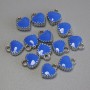 Heart-Shaped Pendant, Blue Enamel on Silver-Toned Metal, Diameter 7×8 mm, Pack of 13