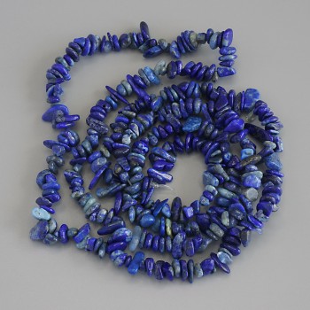 Lapis Lazuli Chip Beads, diameter 5–10×2–4 mm, length 80 cm, on a thread
