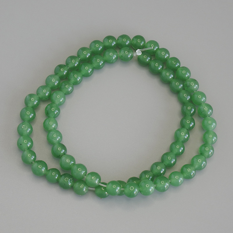 Nephrite Beads, Smooth Ball, 6 mm Diameter, 38 cm Length ± on Beading Thread