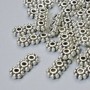 Spacer bead for three strands, size 15x6 mm, 5 mm ±, hole diameter 2 mm, silver metal color, 22 pcs