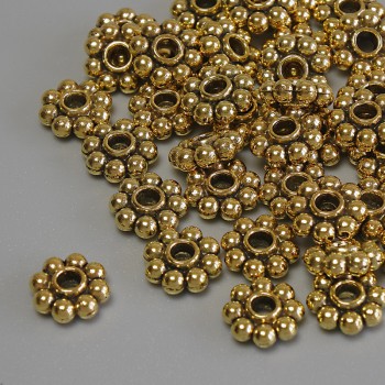 Gold-tone bead inserts and findings, diameter 8x3 mm, hole diameter 2.2 mm, packaging 20 g (~43 pcs)