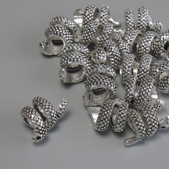 Bead-insert 'Snake' Silver-Tone Metal, 13x8 mm, hole ~4.5 mm, packaging 20 g (~14 pcs)