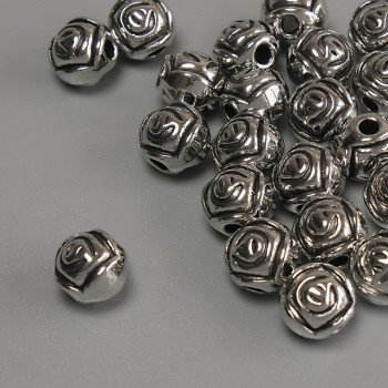 Bead-insert Flower, silver color metal, 7mm diameter ± hole 2mm ± packaging 20g (~21 pcs)