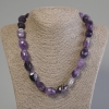Necklace of natural amethyst stones, faceted rondelle beads, diameter 17–20×13–15 mm, length 50 cm +/- with clasp