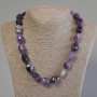 Necklace of natural amethyst stones, faceted rondelle beads, diameter 17–20×13–15 mm, length 50 cm +/- with clasp