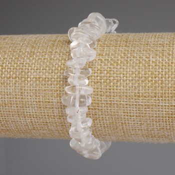 Rock Crystal Faceted Bead Bracelet, diameter 10-14 × 3-7 mm ±, length 18 cm ± stretch