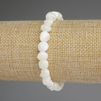 Bracelet with Mother-of-Pearl Nuggets, 8x8 mm, 18 cm stretch