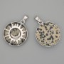 Dalmatian Jasper Pendant in Bezel Setting "Sun", diameter 27mm+