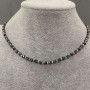 Hematite multifaceted choker, 4 mm diameter +/-, 2 mm faceted bead +/-, length 37 cm +/-, toggle clasp with pendant