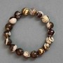 Jasper Bracelet: smooth and faceted beads, 10mm diameter, 18cm length — stretch