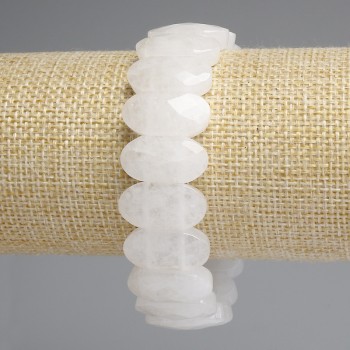 Браслет Гірський кришталь гранована закруглена ланка, діаметр 20х10, 5мм+-, довжина 18см+- стрейч