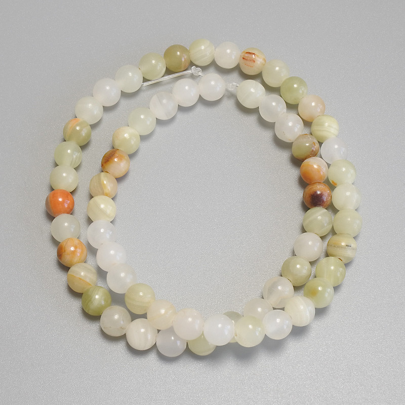 Onyx Beads, Smooth Sphere, 6mm Diameter, On Thread, Length 37 cm+
